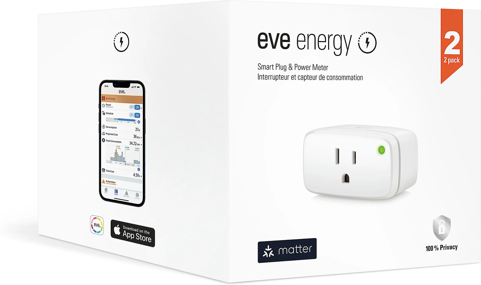 Eve Energy (Matter) 2-pack Smart Plug