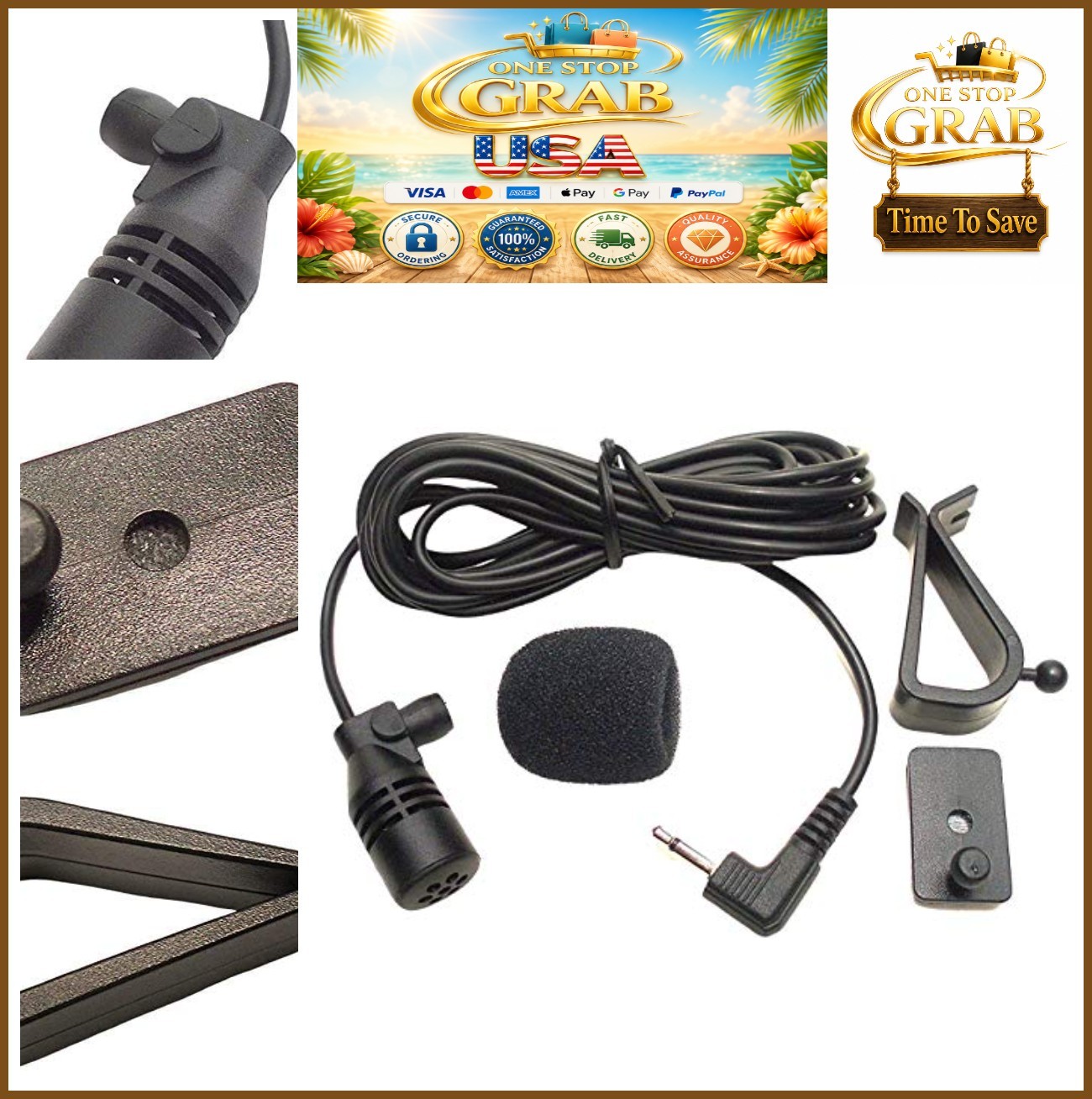 Car Microphone 2.5mm Clip Lavalier Unidirectional 680 Ohm 9ft Cable Corded