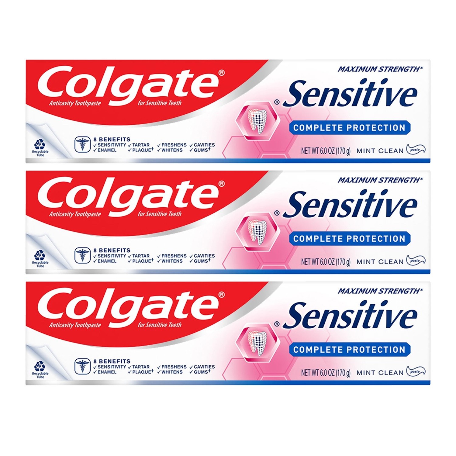 Colgate Sensitive Toothpaste Complete Protection Mint Clean 6oz (Lot of 3)