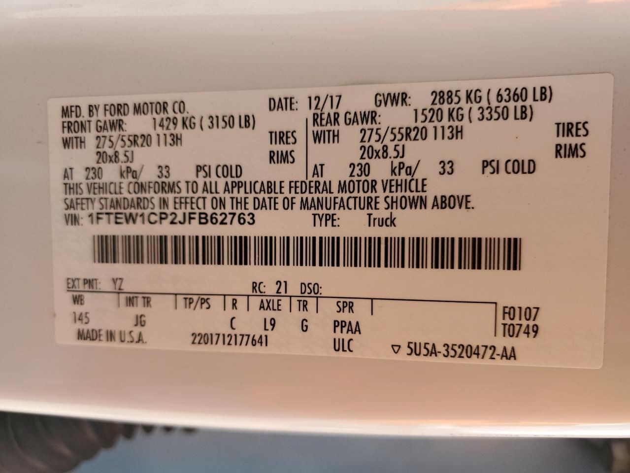 F150 2018 Glove Box 4821130