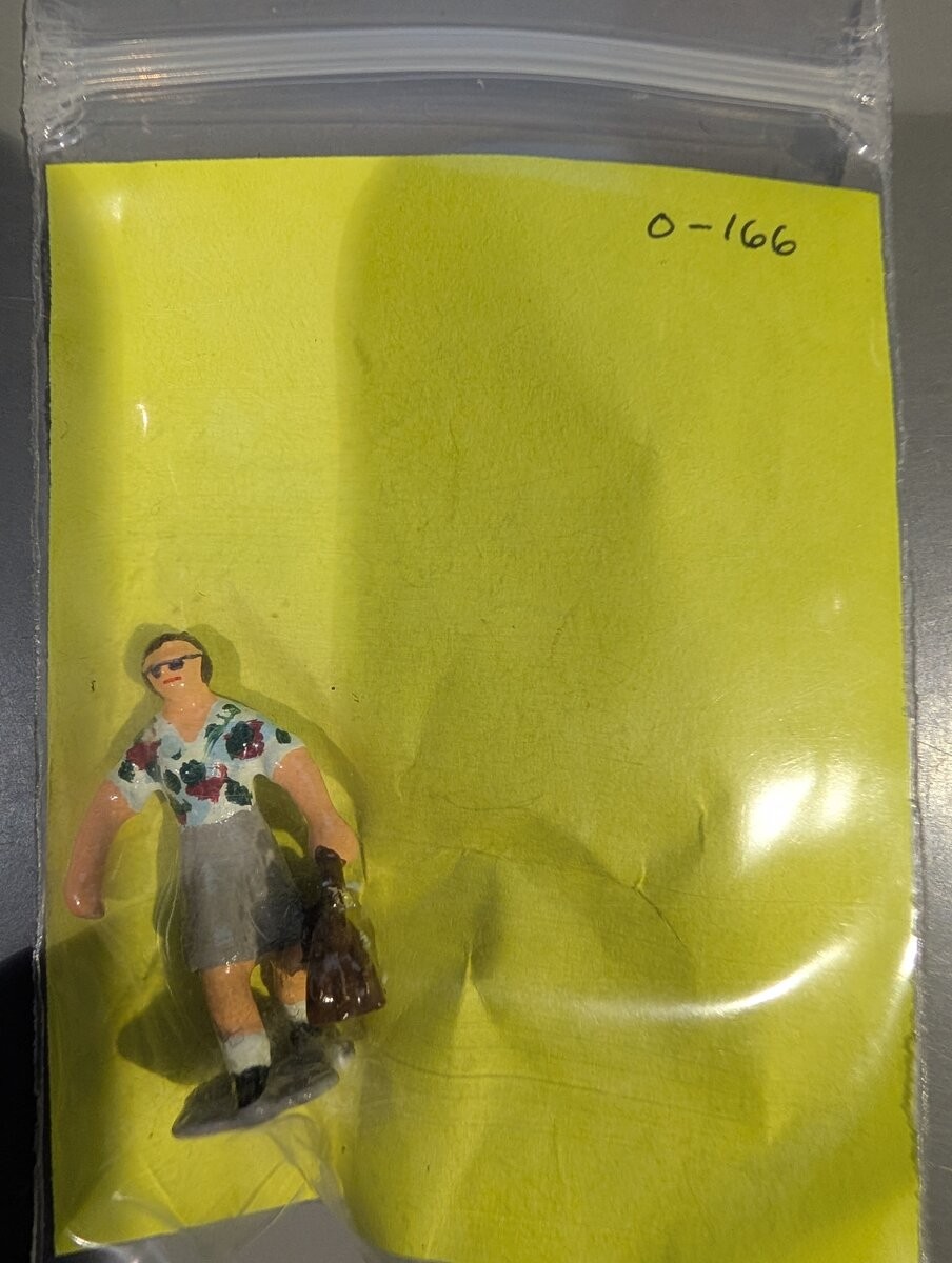 The Railmen Company 166 O Scale Lady in Hawaiian Shirt w/Suitcase Figure
