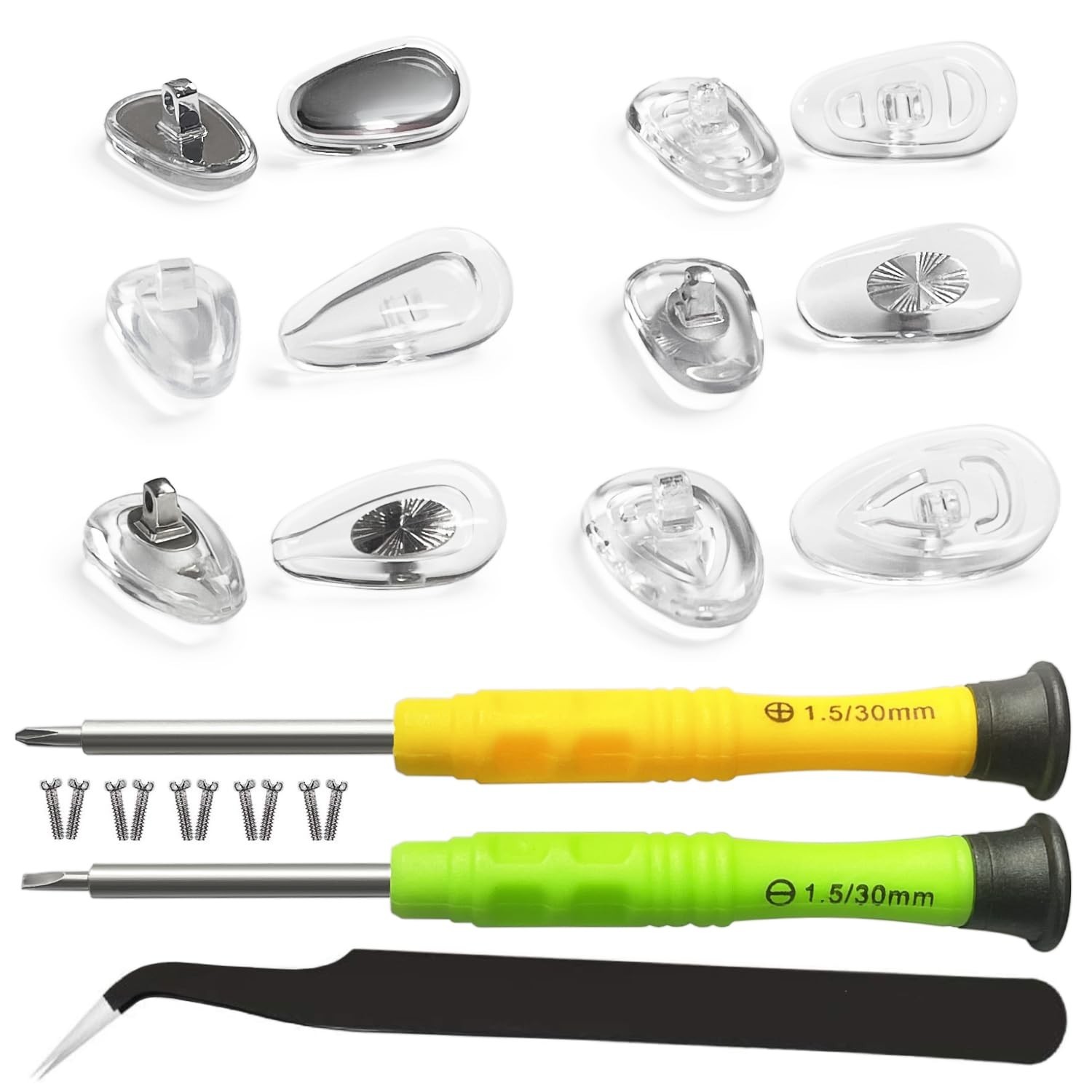 PTSLKHN Screw-in Eyeglass Nose Pads, Glasses Nose Pads Replacement Kit, 12 Pa...