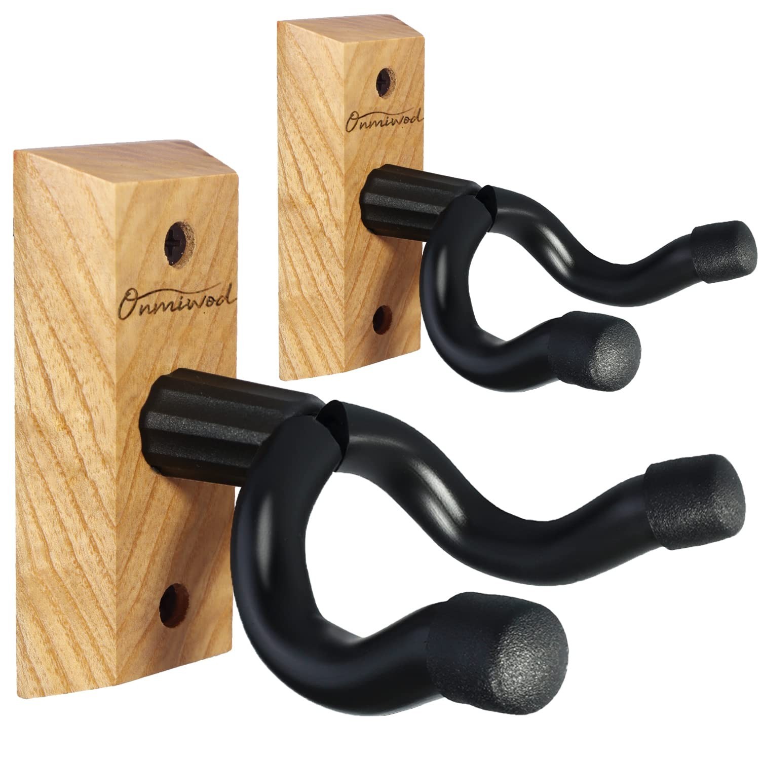 Onmiwod Guitar Wall Mount 2 Pack, Ash Hardwood Guitar Hanger, U-Shaped Guitar...