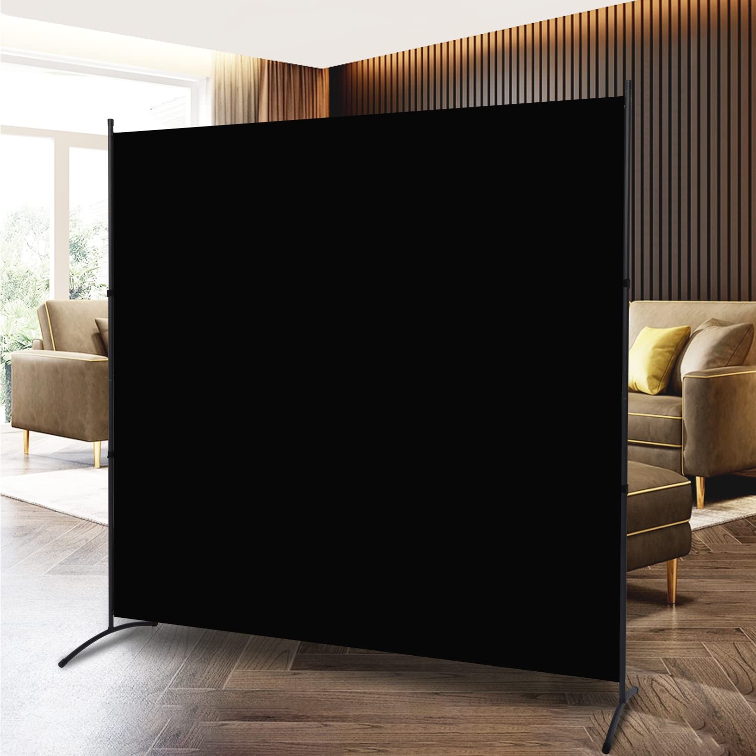 Room Divider Single Panel Privacy Screen, 71''x72''H Large 1 Panel, Black