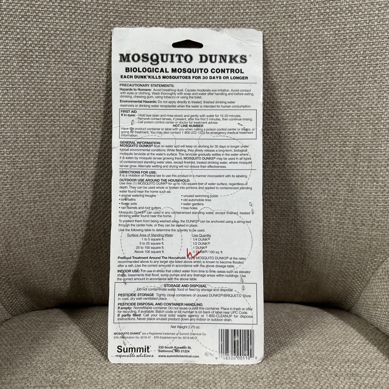 Summit Mosquito Dunks Floating Pod Kill Biologically Safe Method 6 pack