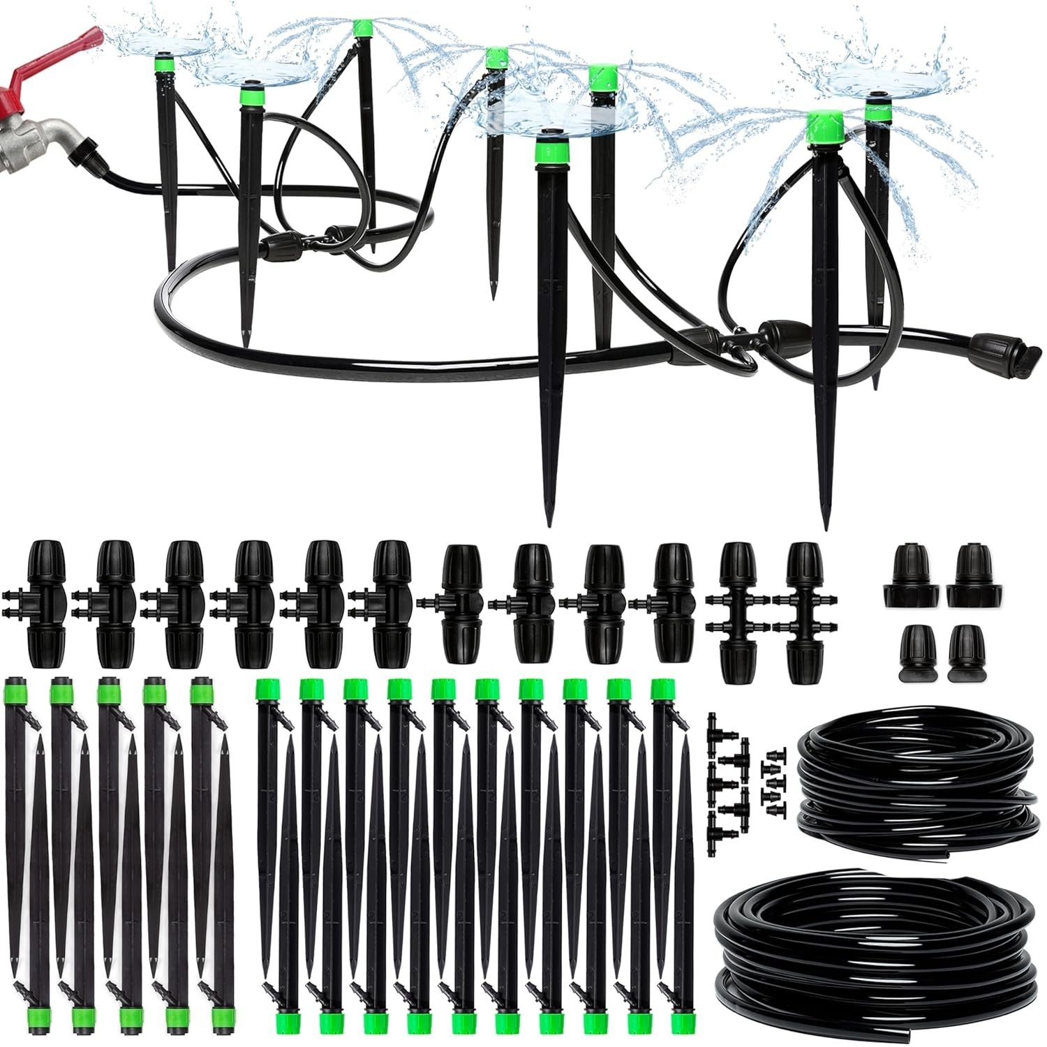 Complete 100ft Drip Irrigation System Kit - Adjustable Garden Watering Solution