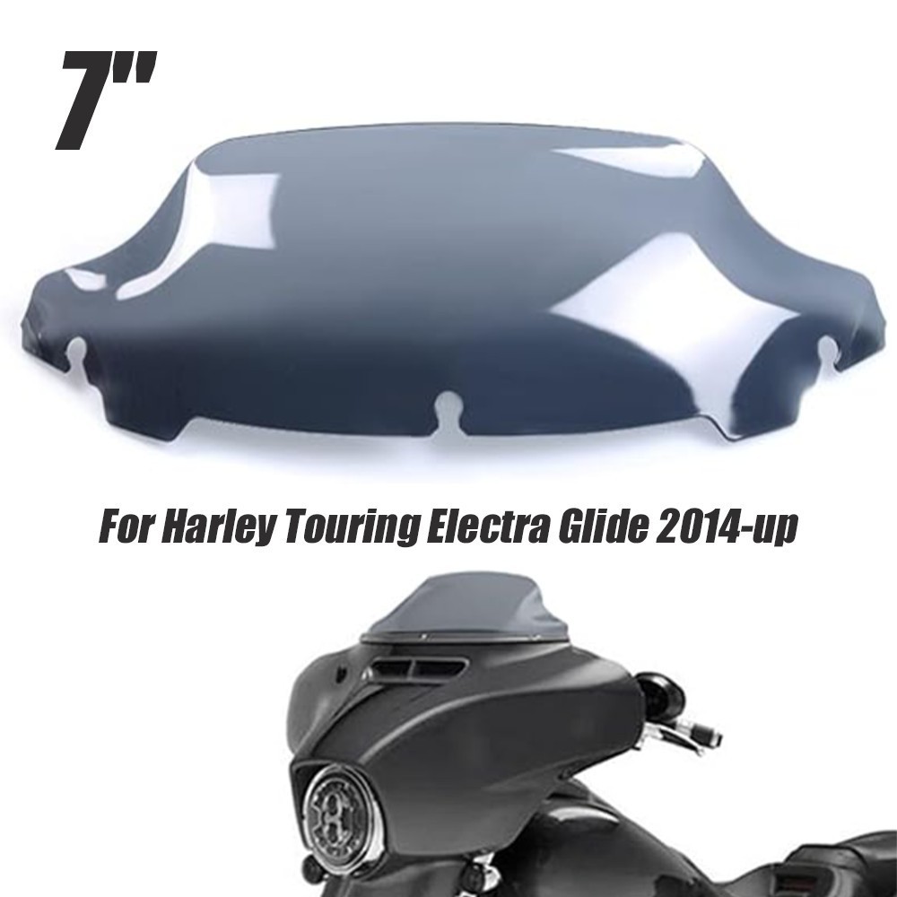 7'' Smoke Wave-Windshield Windscreen For 2014-up Harley Touring Electra Glide
