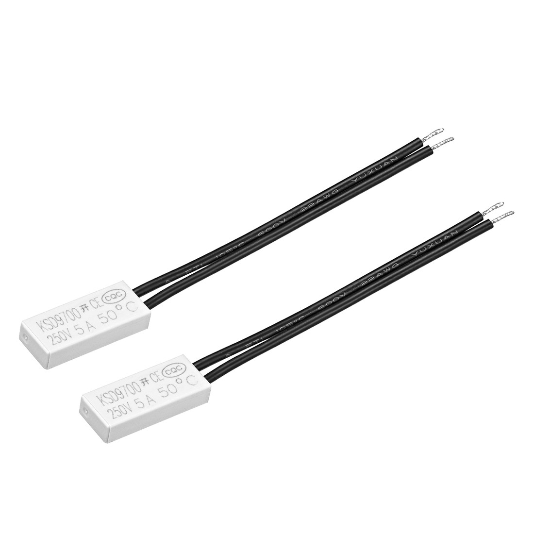2 x KSD9700 Thermostat, 50℃ N.O 5A Plastic Bimetal Temperature Control Switch