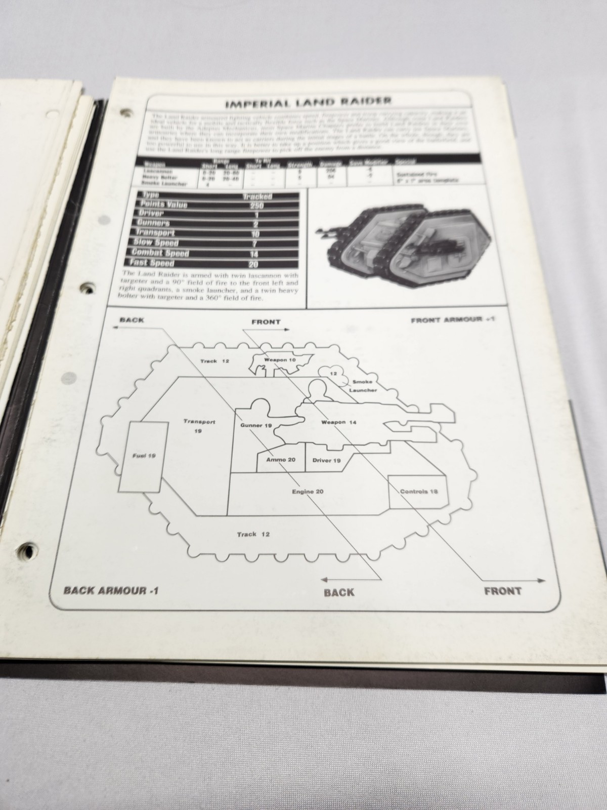 Games Workshop Warhammer 40k Vehicle Manual - 1992 Read
