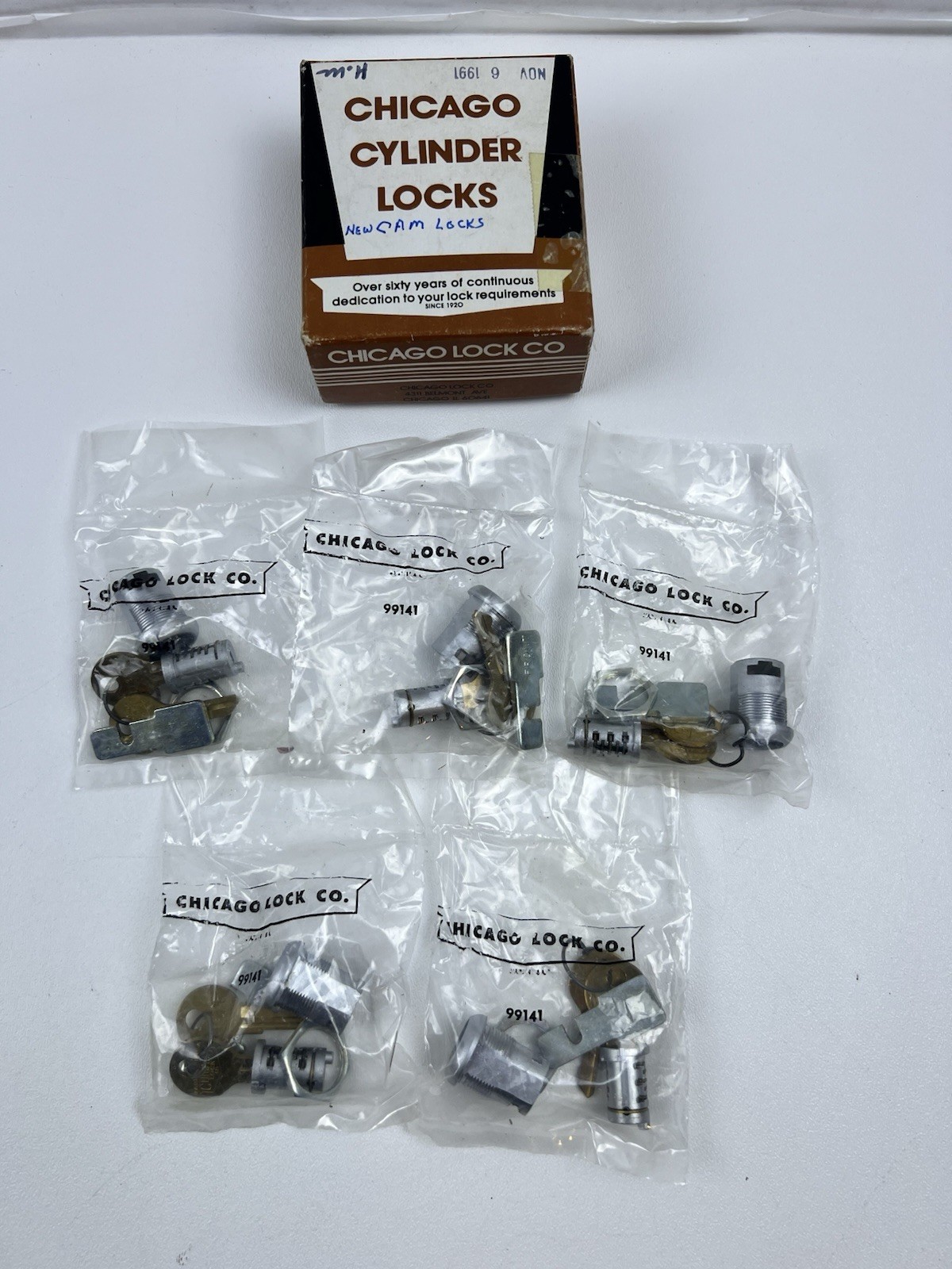 Box of 5 Chicago Cylinder Cam Locks 99141 Vintage NEW