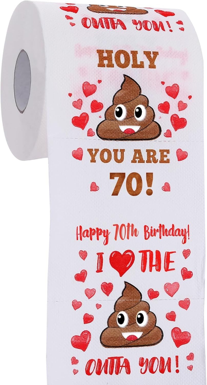 70th Birthday Gifts for Women, Men, Her, Him - Happy Prank Toilet Paper - 70th B