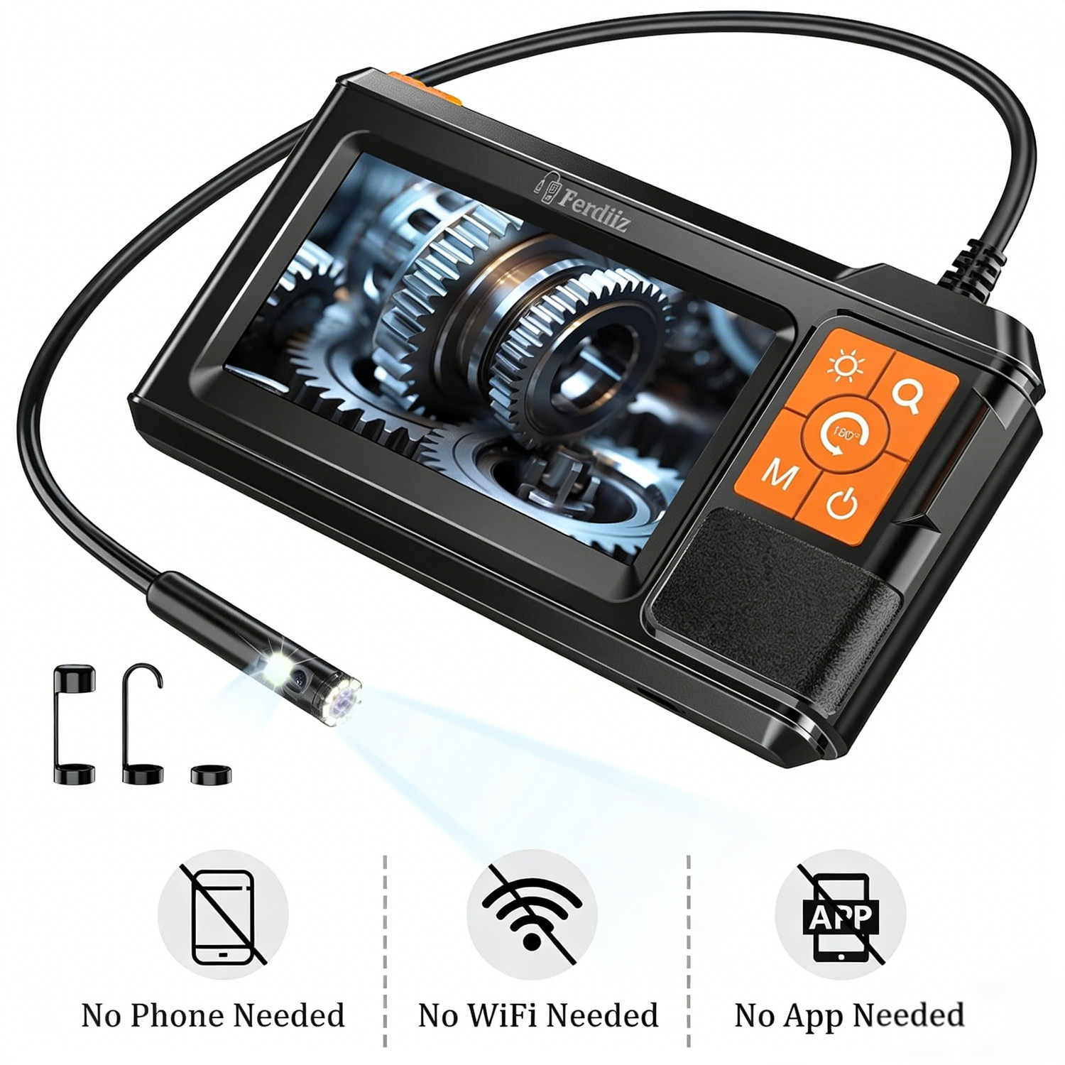 Endoscope Upgrade with Light Dual Lens 4.3 Inch IPS Screen with 8 LED lights