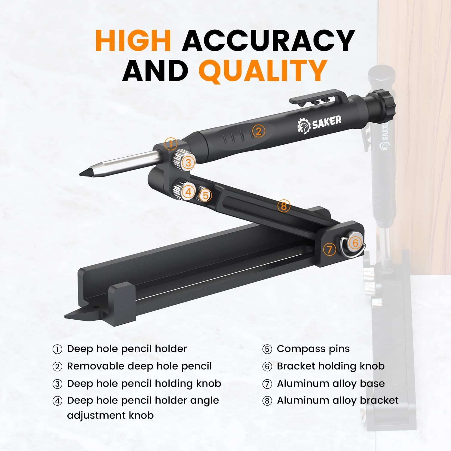 Multi-Function Scribing Tool - Aluminum Alloy Construction Pencil, Deep Hole Gau
