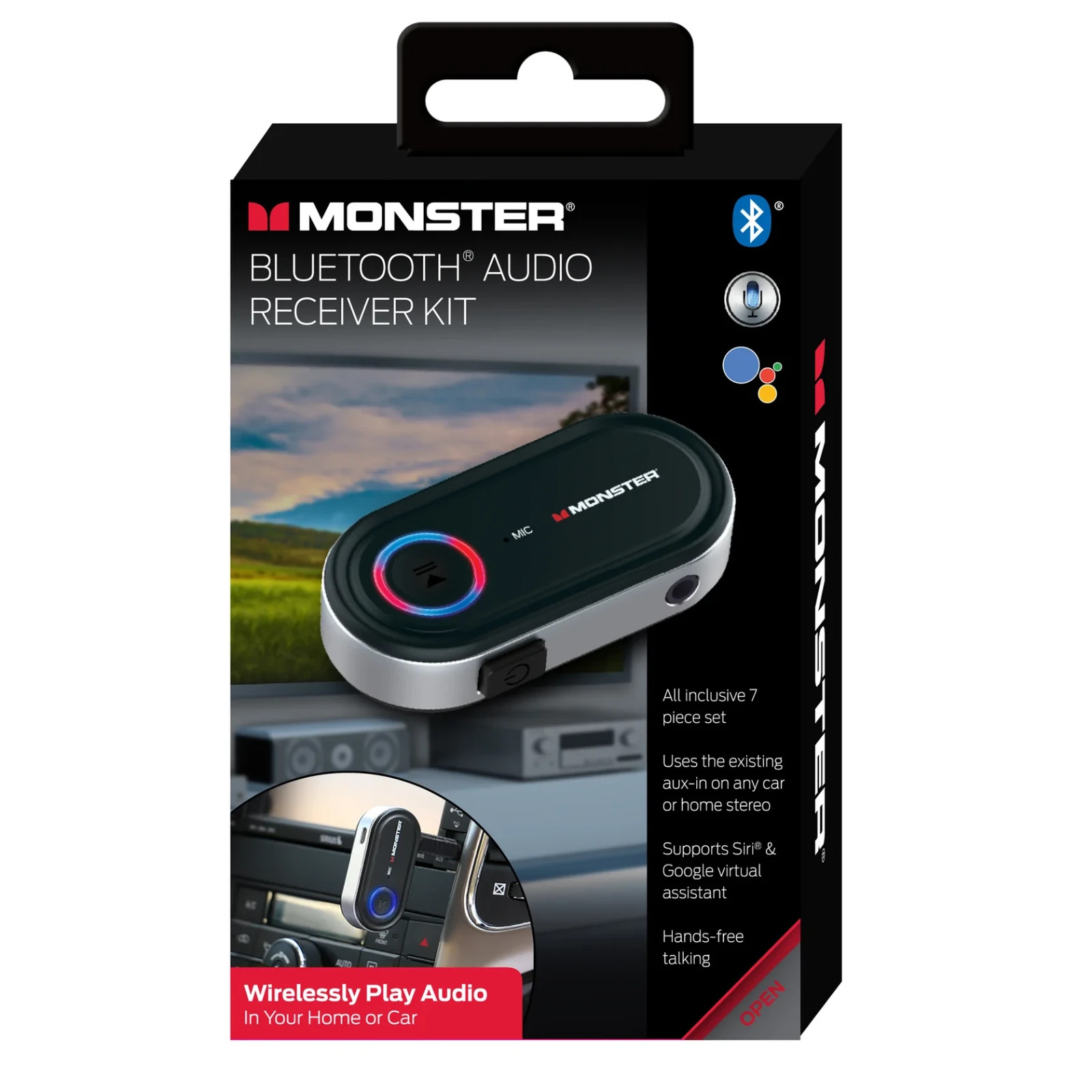 Monster 7-Piece Bluetooth Audio Receiver Kit Car Home Use
