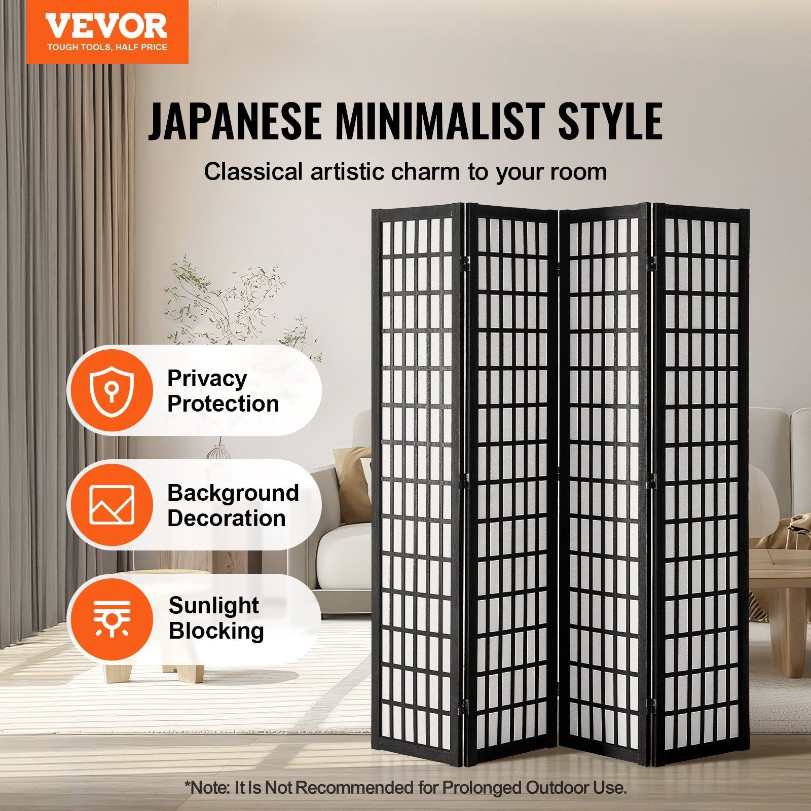 4-Panel Foldable Room Divider 64in Tall Ideal for Space Optimization