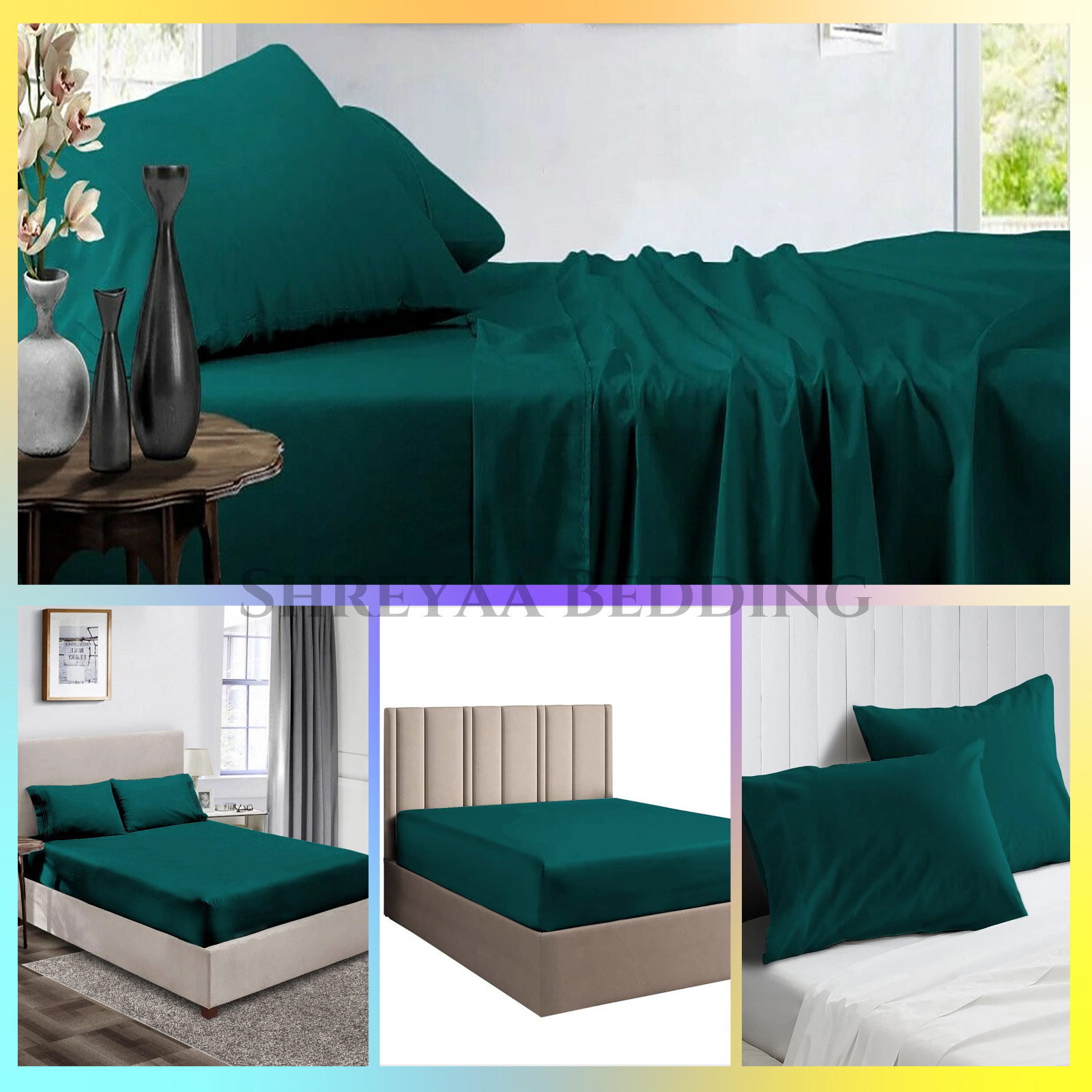 Extra Deep Pocket Bed Sheets 1000 - 1200 TC Egyptian Cotton Teal Solid