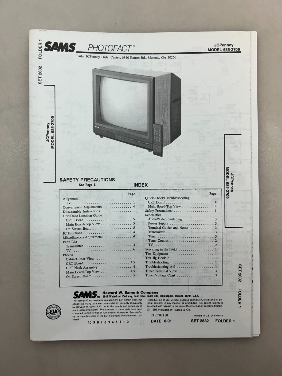 JCPenney 685-2709 Service Manual Sams Photofact Free Shipping