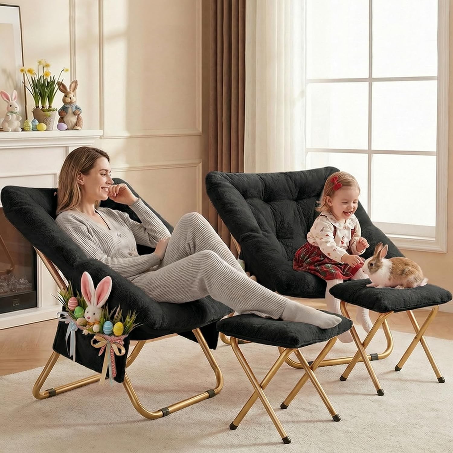 Sillón tipo platillo cómodo, sillón plegable para sala estar, sillón reclinable