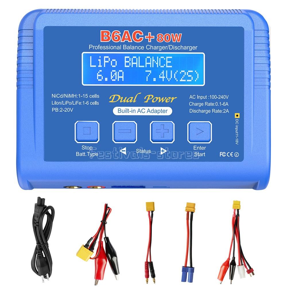 LiPo Battery Charger RC Balance Fast Charger Discharger 80W 6Amp for RC Car Toys