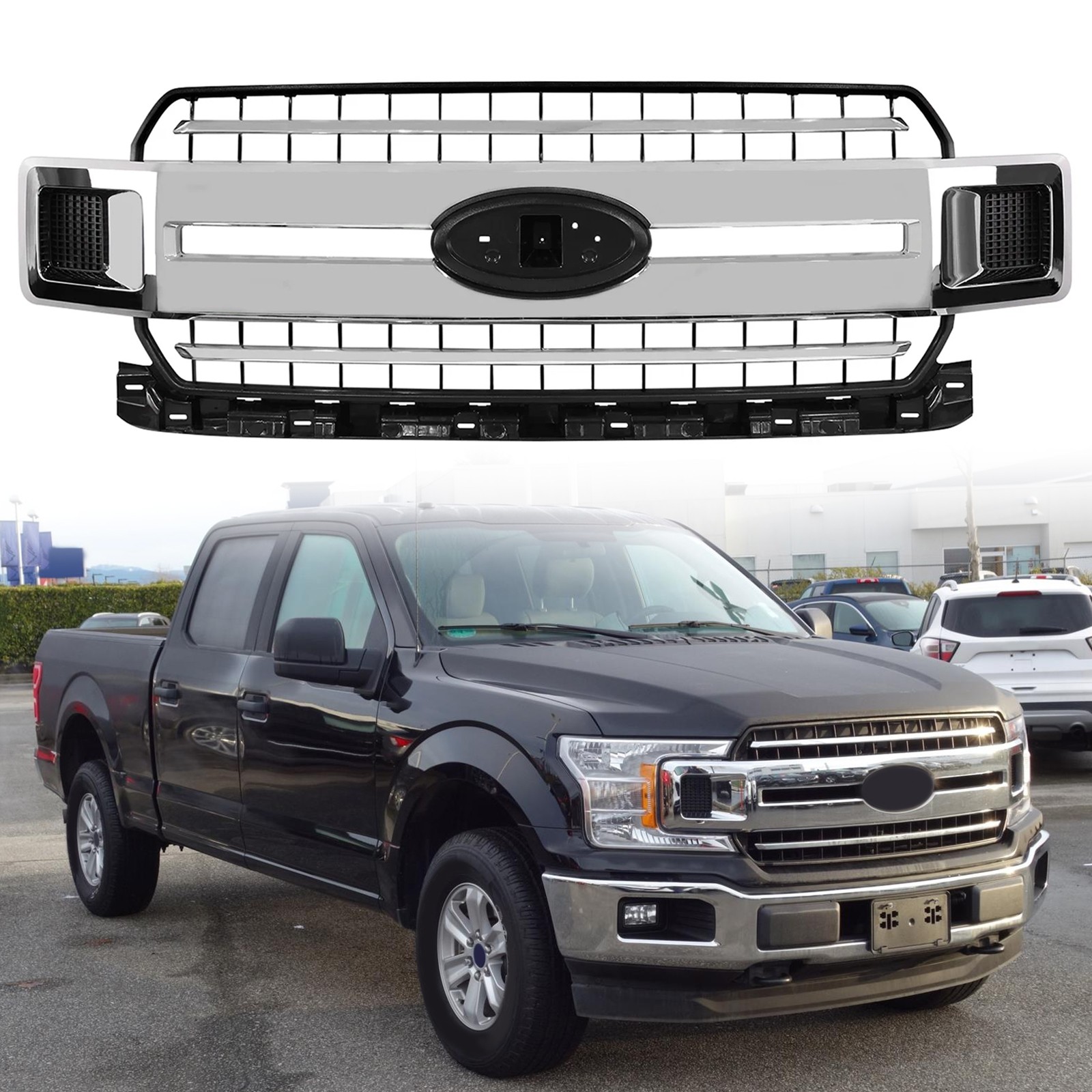 JL3Z-8200-EA For Ford F-150 F150 2018 2019 2020 Front Upper Grille Grill Chrome