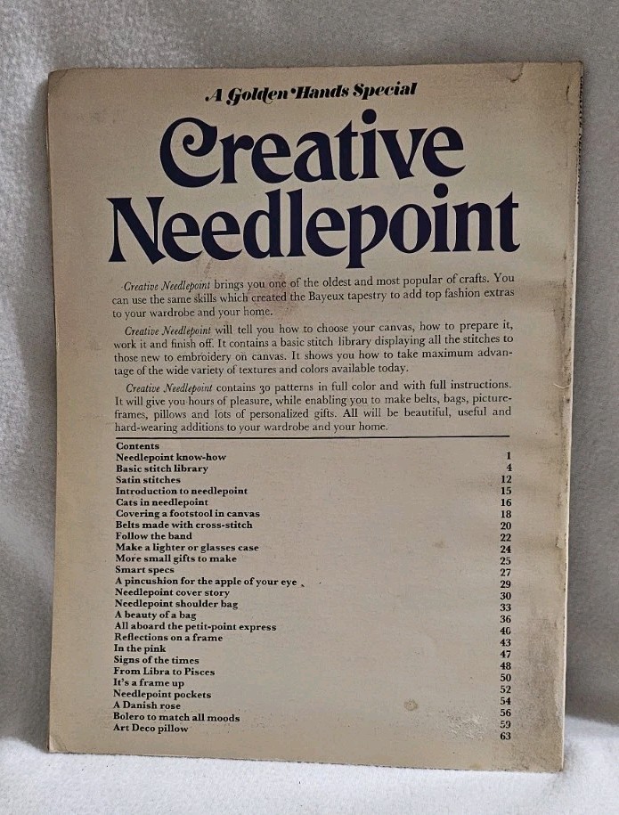 Creative Needlepoint Golden Hands Vtg Book #4 Horoscopes & More Projects Canvas