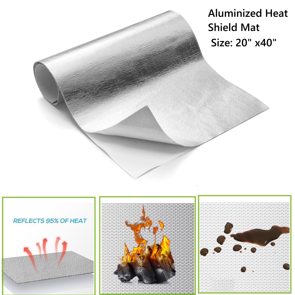 Aluminized Heat Shield Mat Thermal Barrier Adhesive Back Heat Blanket 20''X40''