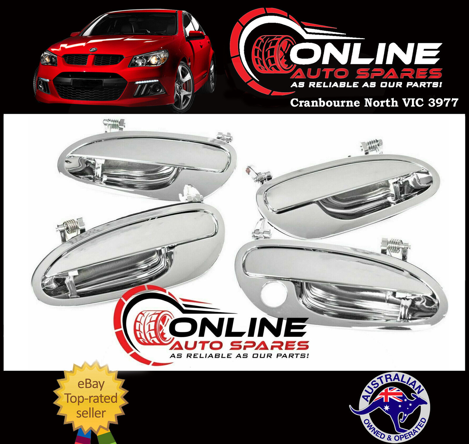 CHROME Outer Door Handle Kit x4 fit Holden Statesman WH WK WL grab release