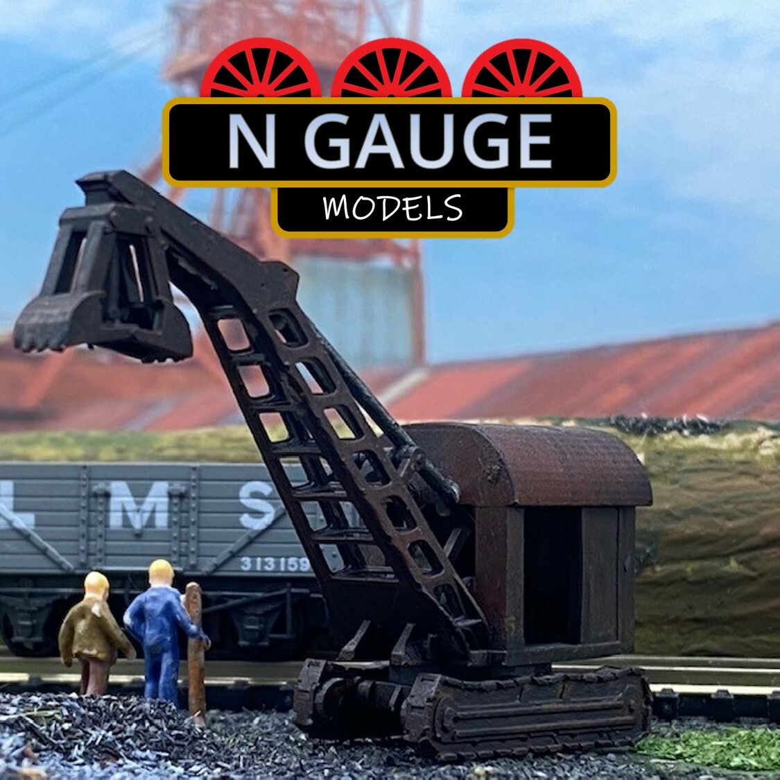 PAINTED - N Scale Gauge Tracked Steam Grabber 1:148 (Quarry Coal Dredging 1:160)