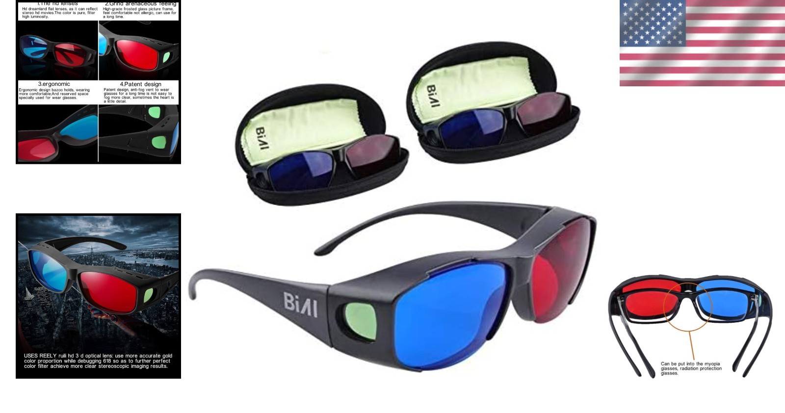Durable Black Plastic Frame 3D Glasses