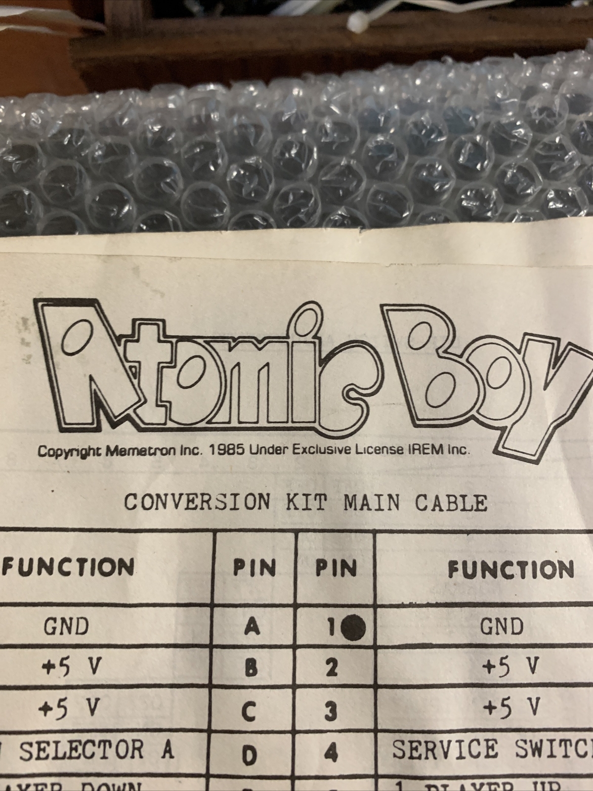 Original ARCADE GAME owners manual Atomic Boy