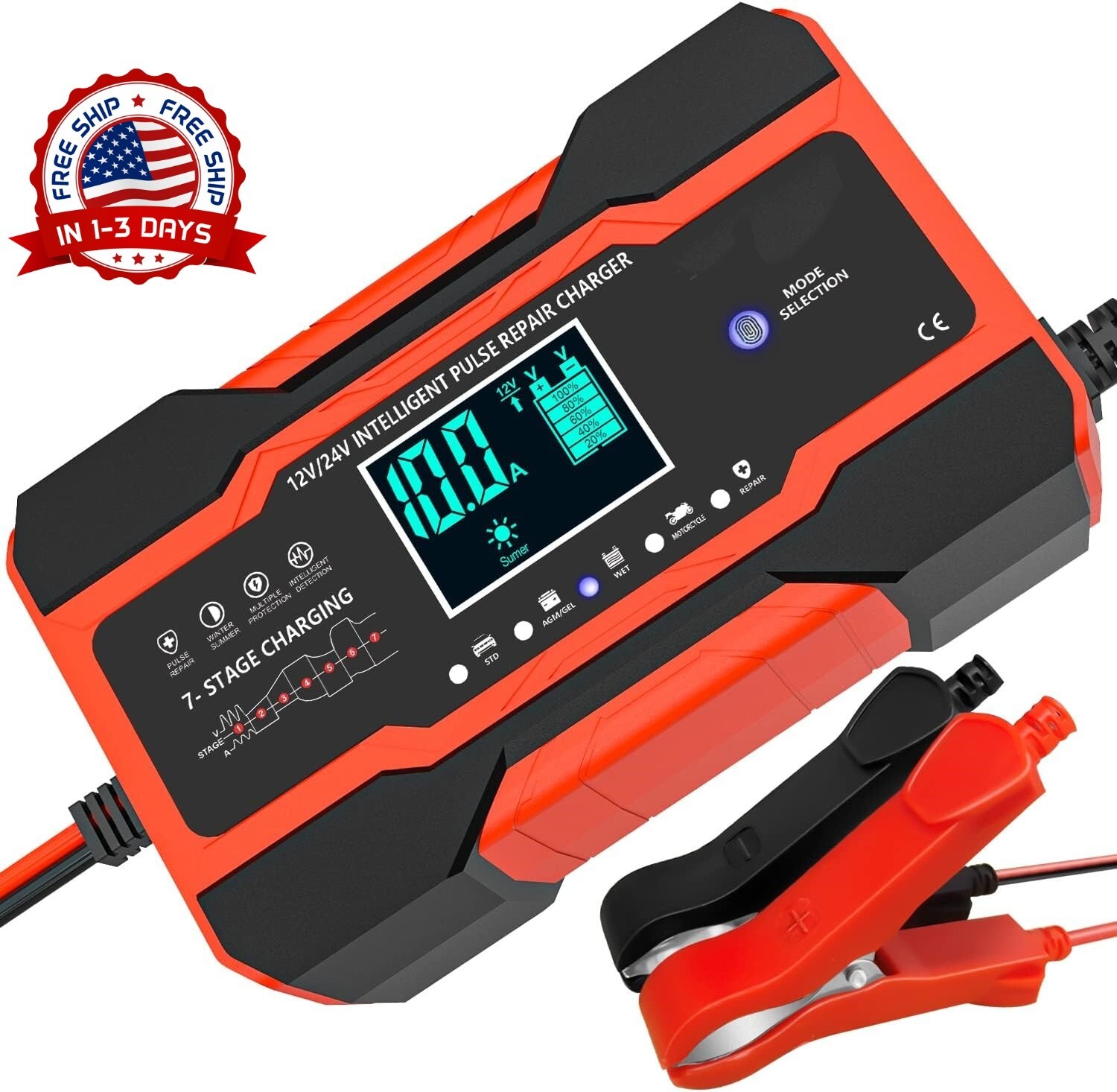 Cargador de batería totalmente automático inteligente para coche y motocicleta