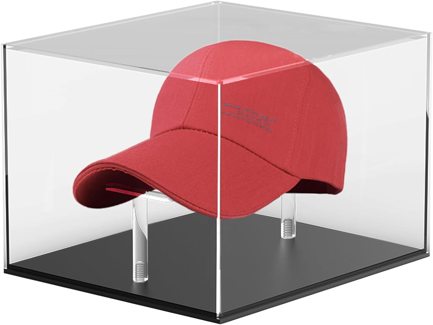 Acrylic Hat Display Case - Clear Baseball Football Cap Holder Stand Square UV Pr