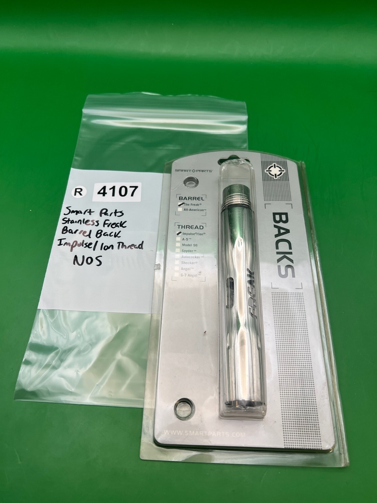Smart Parts Stainless Freak Paintball Barrel Back Impulse/Ion Thread NOS Silver