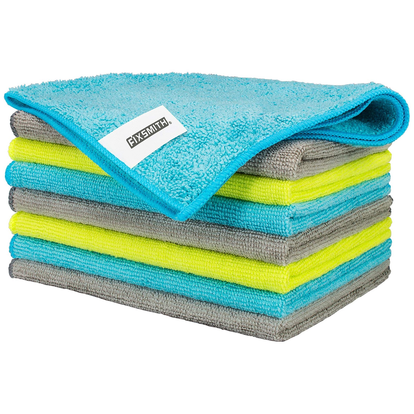 FIXSMITH Microfiber Cleaning Cloth - Pack of 8, Size: 8pk, 3 Colors Assorted