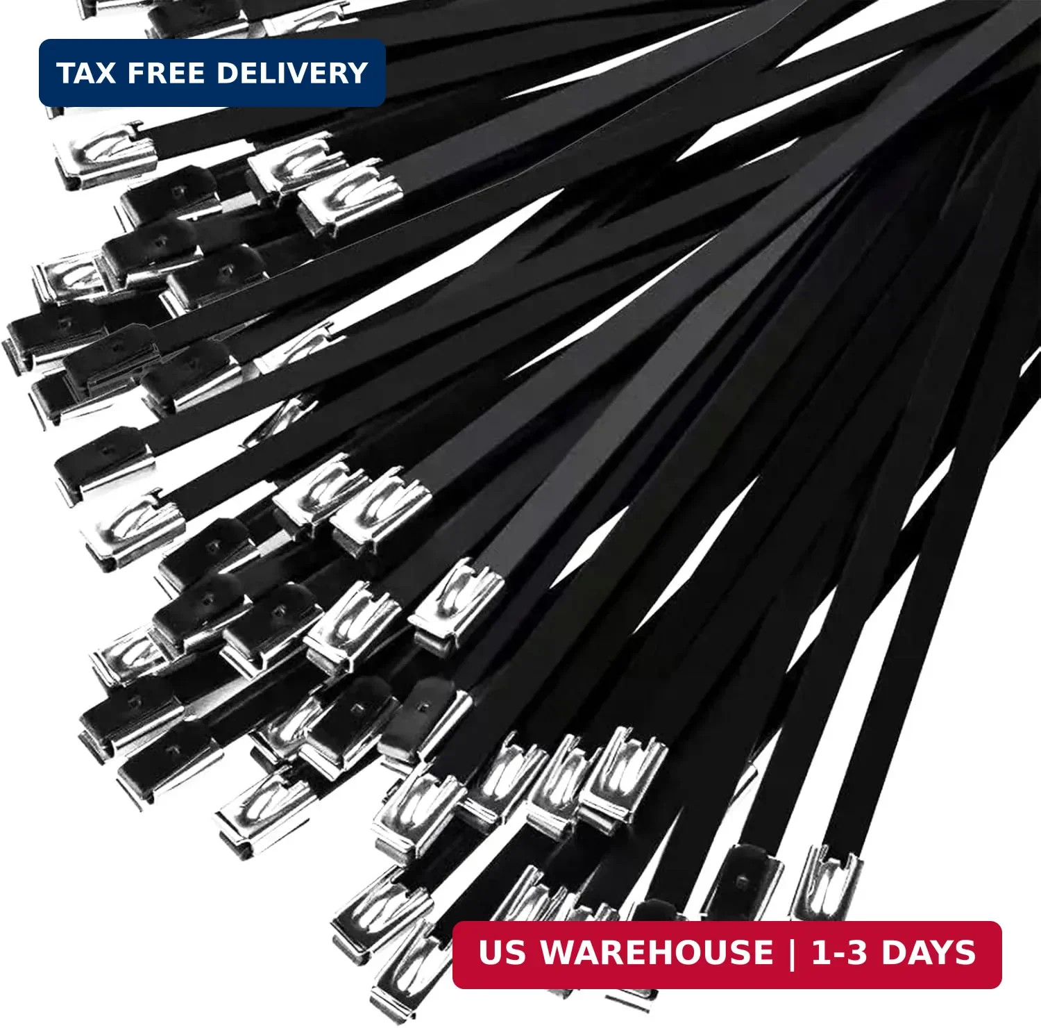100PCS 11.8" Black Epoxy Coated Metal Zip Ties, Heavy Duty SelfLocking Stainless