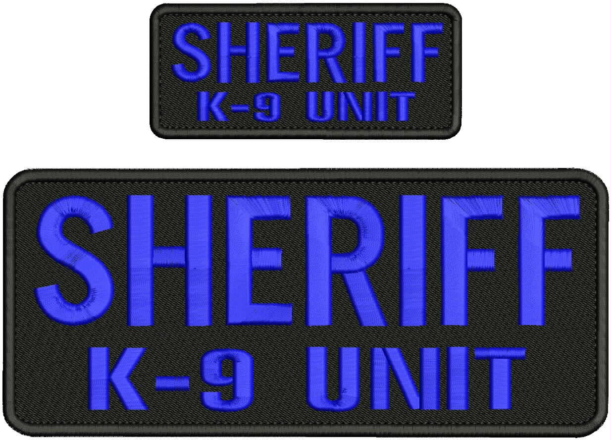 Collectible Embroidery Patch Sheriff k-9 unit 4x10 on 2x5 Royal Blue on black