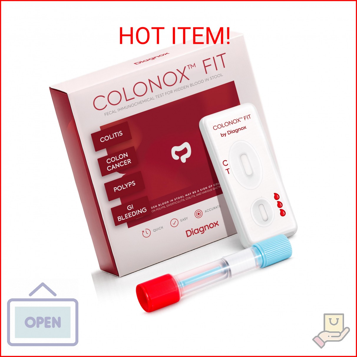 COLONOX At-Home Colon Screening Test Kit – Easy to Use Fecal Occult Blood (FIT o