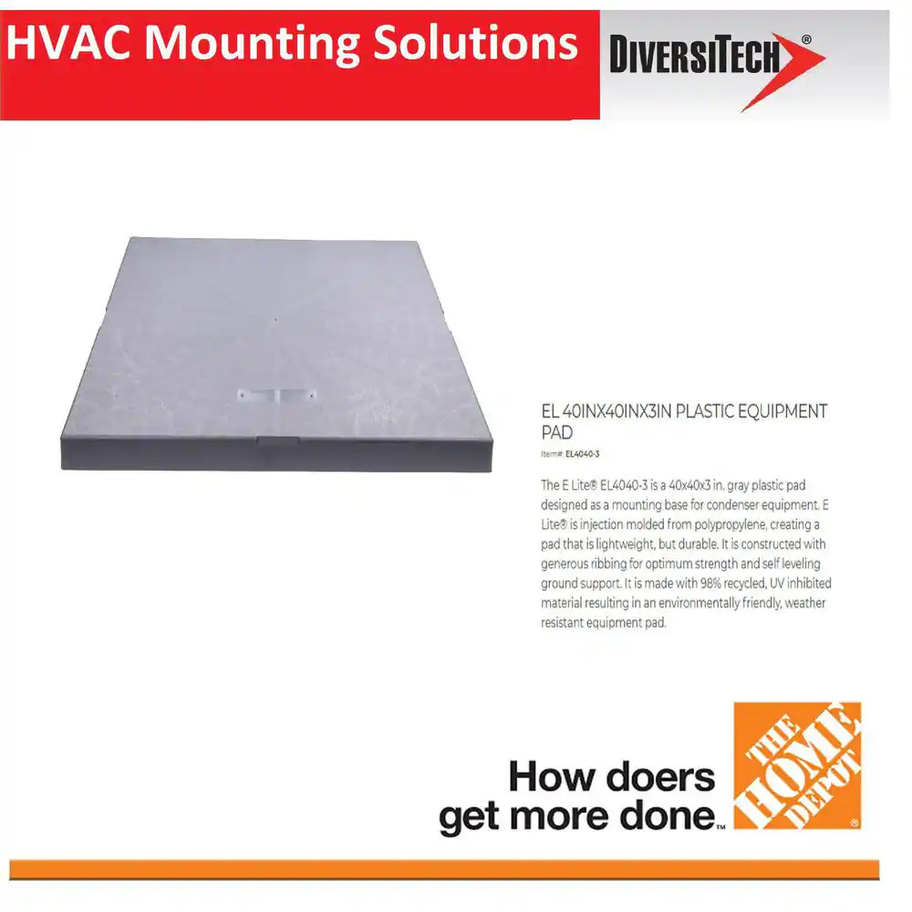 40 In. X 40 In. X 3 In. E-Lite Plastic HVAC Condensing Unit Pad