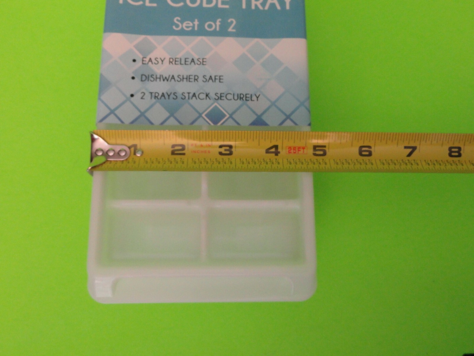 SET of 4 ICE CUBE TRAY Stackable Easy Release Dishwasher Safe Plastic White NEW