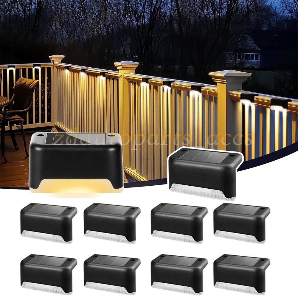 8 Pack LED Solar Fence Lights Dusk to Dawn Wall Garden Pathway Deck Lamp Outdoor