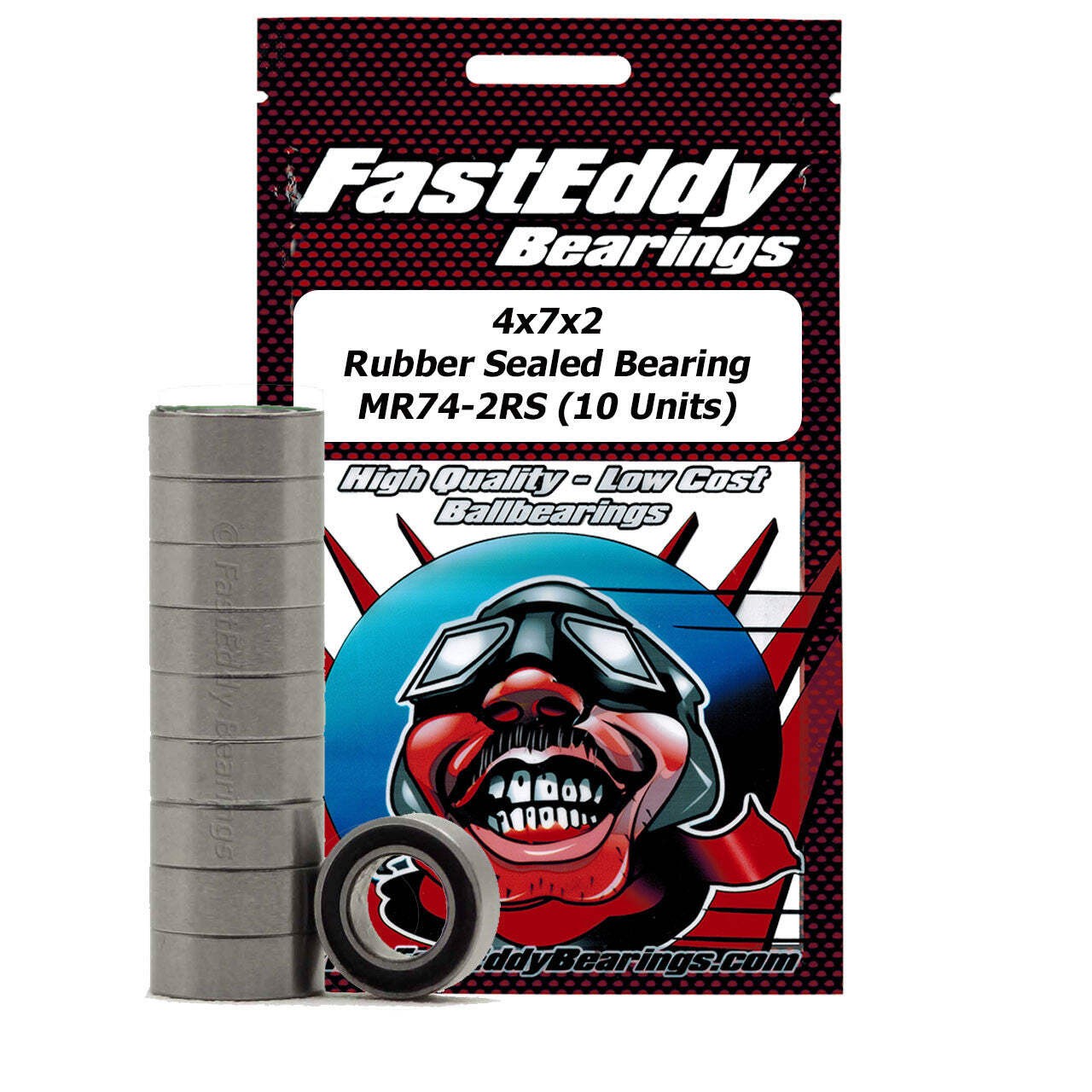4x7x2.5 Rubber Sealed Bearing MR74-2RS 10 Units