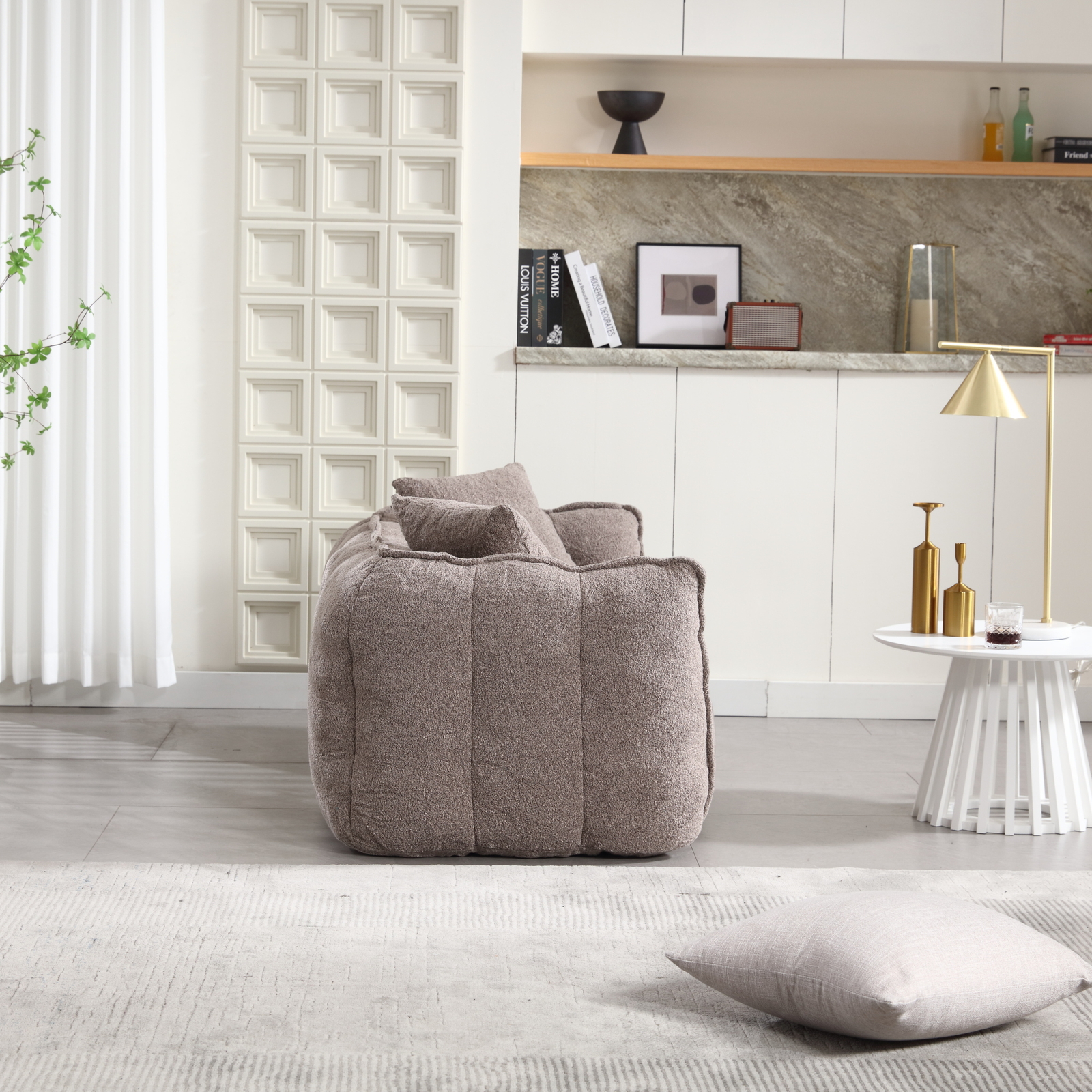 Bean Bag Sofa with high resilience foam core Bean Bag Chair for 2 people Brown