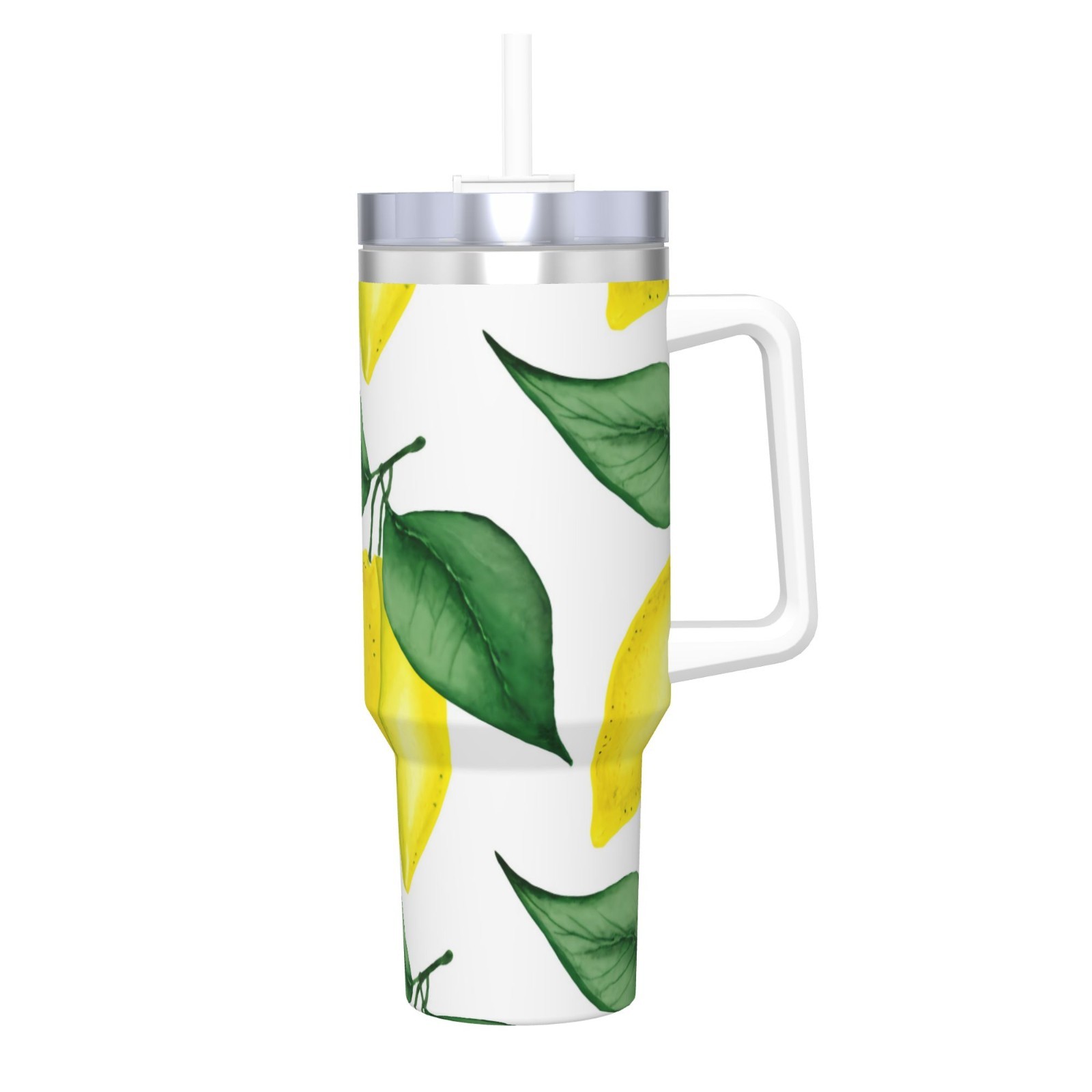 Yellow Lemons 40oz Car Insulated Tumbler with Handle Straw and Lid