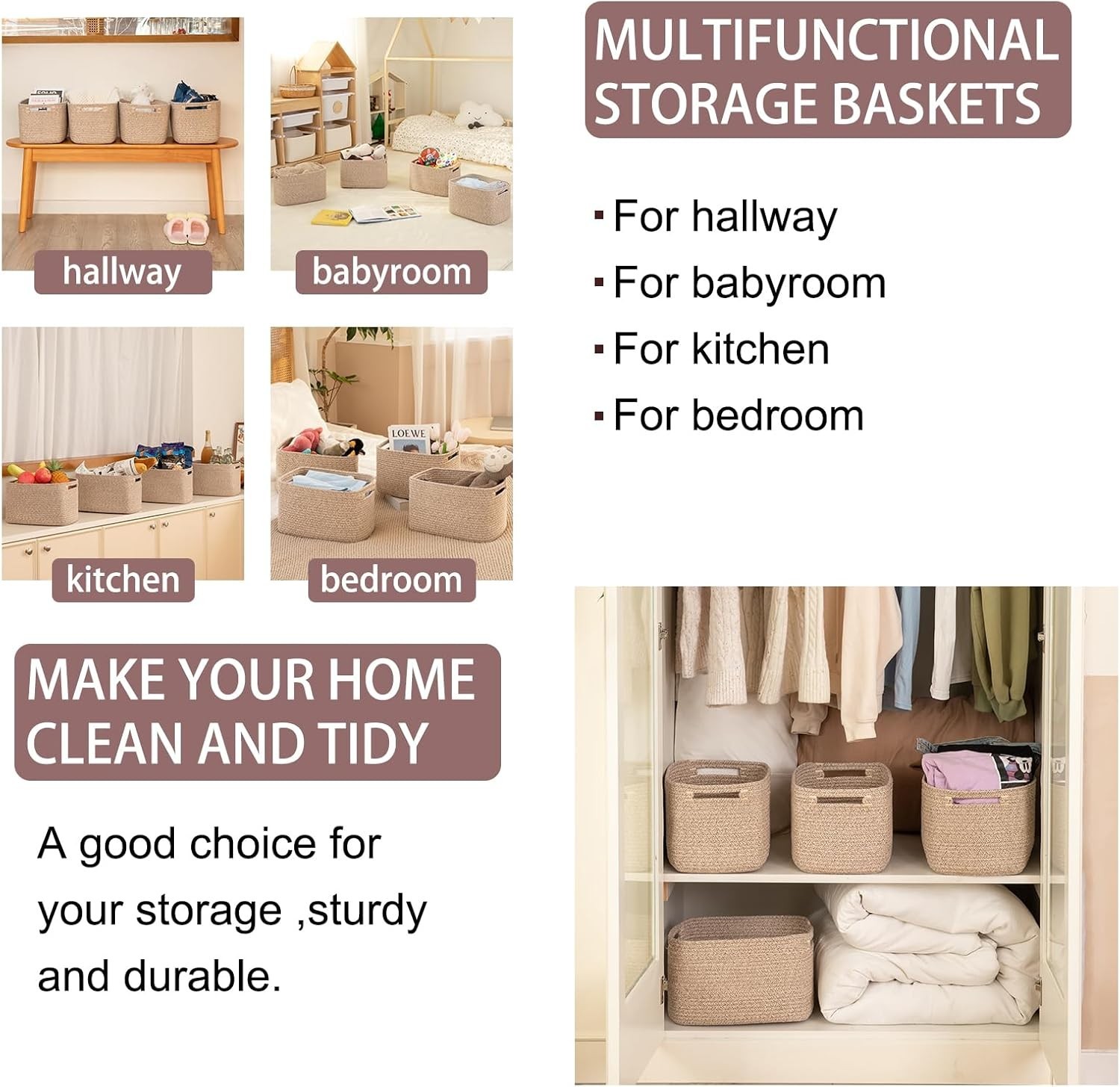 4 Pack Storage Baskets Organizing Cube Storage Bins Shelves Rectangle Storage