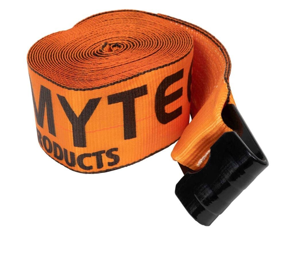 4" x 30' Winch Strap with Flat Hook - High Abrasion Orange