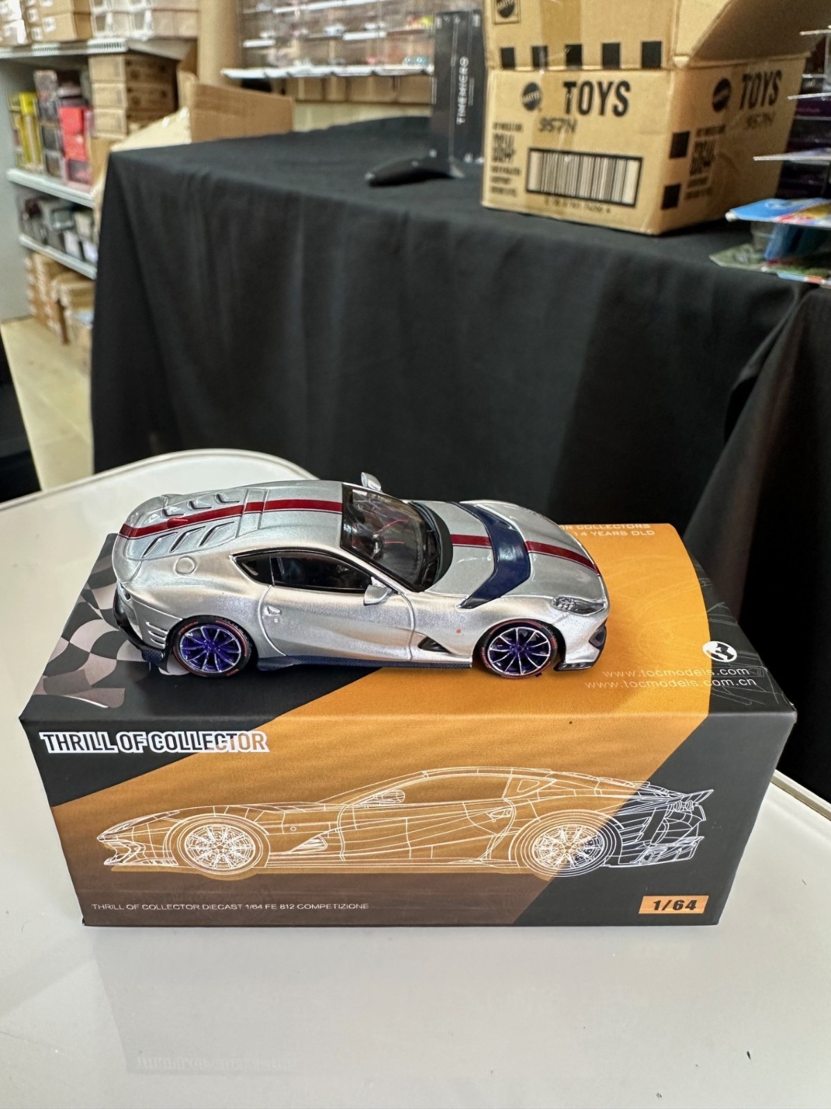 FERRARI 812 COMPETIZIONE SANU SILVER 1/64 DIECAST CAR BY THRILL OF COLLECTOR TOC