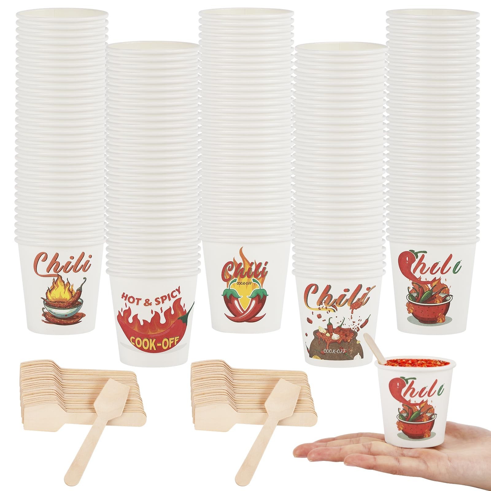 400 Pcs Chili Cook off Decorations Chili Cook off Supplies Include 200 Dispos...