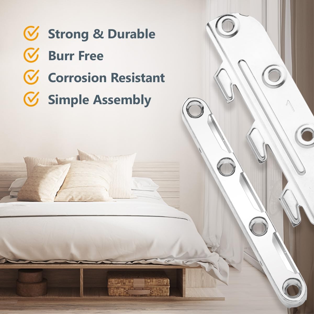 71425-P2 Surface Mounted Bed Rail Brackets, Bed Frame Fasteners Hardware with...