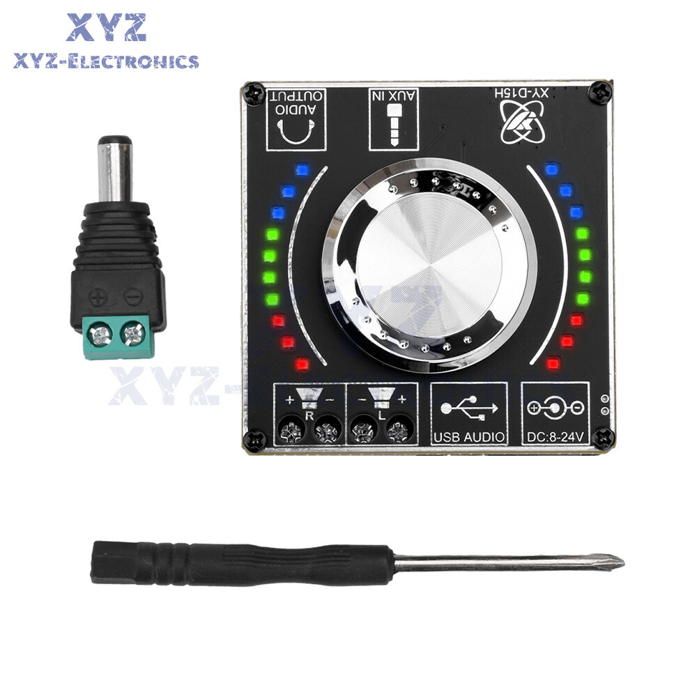 XY-D15H DC 8-24V Stereo Bluetooth Audio Power Amplifier Board Digital Amplifier