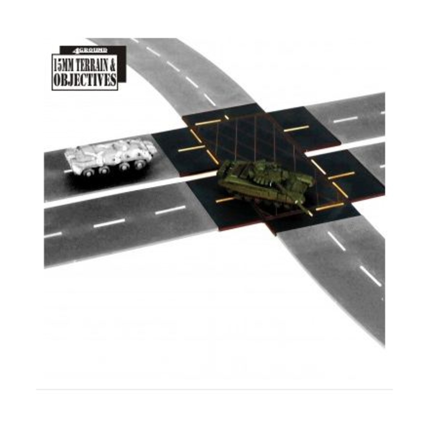 4Ground 15mm Terrain & Obstacles  Carriage Way Cross Roads (Pre-Painte Pack New
